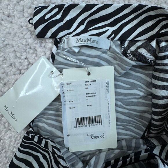 MaxMara Adda Zebra Print Silk Sleeveless Blouse 6 NEW - Picture 4 of 12